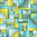 Patches composition tile. Open eyes bauhaus geometric seamless pattern.