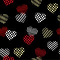 Trendy Pattern fill in the heart shape with stripe ,polka dots in hand painting brush for valentines,design for fashion,fabric,web