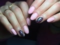 Trendy manicure with bright feather design