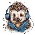 Hedgehog with headphones music