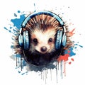 Hedgehog with headphones music