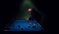 Trendy pool player in a leather jacket Royalty Free Stock Photo