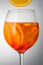 Summer refreshing faintly alcoholic cocktail Aperol spritz in a