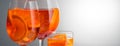 Summer refreshing faintly alcoholic cocktail Aperol spritz in a