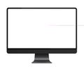 Trendy realistic thin frame monitor mock up with blank white screen isolated.