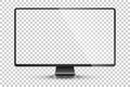 Trendy realistic thin frame monitor mock up with blank white screen isolated. PNG