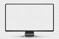 Trendy realistic thin frame monitor mock up with blank white screen isolated. PNG. Vector illustration