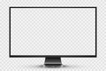 Trendy realistic thin frame monitor mock up with blank white screen isolated. PNG. Vector illustration