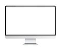 Trendy realistic thin frame silver monitor mock up with blank white screen isolated. Royalty Free Stock Photo