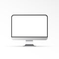 Trendy realistic thin frame silver monitor mock up with blank white screen isolated. Royalty Free Stock Photo