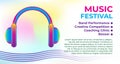 Trendy Retro Futuristic Music Festival Background Design with Holographic DJ Headphone. Good for Party and Event, web banner, Royalty Free Stock Photo