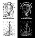 Trendy Retro Vintage Insignias - Badges vector set with the boat