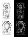 Trendy Retro Vintage Insignias - Badges vector set with the lighthouse.