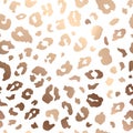 Trendy rose gold leopard skin abstract seamless pattern. Vector wild animal cheetah golden metallic bronze texture on Royalty Free Stock Photo