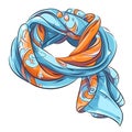 Trendy Scarf Accessory Cartoon Square Illustration.