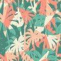 Trendy seamless exotic pattern with palm and geometric elements. Royalty Free Stock Photo