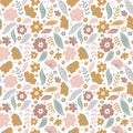 Trendy seamless floral ditsy pattern. Fabric design with simple flowers. Royalty Free Stock Photo