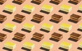 Trendy seamless food pattern - layered sponge cakes on a pastel background, minimal food isometric concept texture