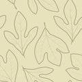 Trendy seamless graphic ditsy pattern design of hand drawn sassafras leaves. Artistic vector foliage background