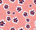 Trendy Seamless Pattern with Decorative Flowers. Repeating Design for Fabric Prints. Small Flowers. Pink background. Modern Floral Royalty Free Stock Photo