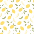 Trendy seamless pattern with hand drawn lemons. Abstract overlapping backdrop