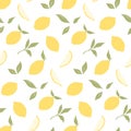 Trendy seamless pattern with hand drawn lemons. Abstract overlapping backdrop