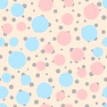 Trendy seamless pattern with scattered circles. Drawn by hand. Royalty Free Stock Photo