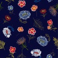 Trendy Seamless pattern Vector Embroidery trend floral with bran