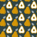 Trendy seamless pear pattern. background with fruits.