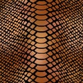 Trendy snake skin bronze vector seamless pattern. Metallic wild animal reptile skin, shiny brown gold foil gradient
