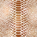 Trendy snake skin bronze vector seamless pattern. Metallic wild animal reptile skin, shiny brown gold foil gradient