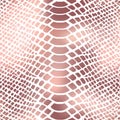 Trendy snake skin rose gold vector seamless pattern. Metallic wild animal reptile skin, shiny foil pink gradient repeat Royalty Free Stock Photo