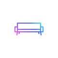 Trendy sofa vector icon in bright color gradient. Minimalist couch isolated on white background. Line art in violet