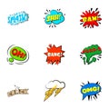 Trendy speech bubble icons set, cartoon style