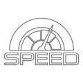 Trendy speedometer logo, outline style Royalty Free Stock Photo
