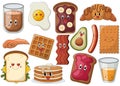 Trendy sticker set with food for breakfast Royalty Free Stock Photo