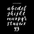 Trendy style distorted glitch typeface. Letters and numbers, vector