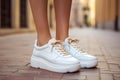 Trendy Stylish white sneakers. Generate Ai