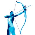 Trendy stylized illustration movement, archer, sports archery, line vector silhouette of Royalty Free Stock Photo