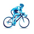 Trendy stylized illustration movement, bicycle race, line vector silhouette