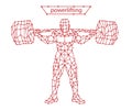 Trendy stylized illustration movement, powerlifting, line vector silhouette of