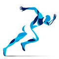 Trendy stylized illustration movement, running man, line vector silhouette of