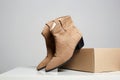 Trendy suede boots. fashion female shoes