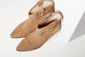 Trendy suede boots. fashion female shoes