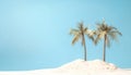 Trendy Summer composition made of Coconut trees with beach sand on blue background. Minimal summer concept. Royalty Free Stock Photo