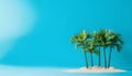 Trendy Summer composition made of Coconut trees with beach sand on blue background. Minimal summer concept. Royalty Free Stock Photo