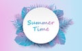 Trendy summer tropical and palm leaves vector with circle free space for your text