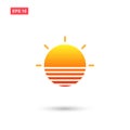 Trendy sun logo with sunset color isolated