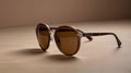 Trendy sunglasses with Mocha Mousse frames, placed on a clean background Royalty Free Stock Photo