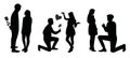 Trendy surprise couple characters silhouettes vector Royalty Free Stock Photo